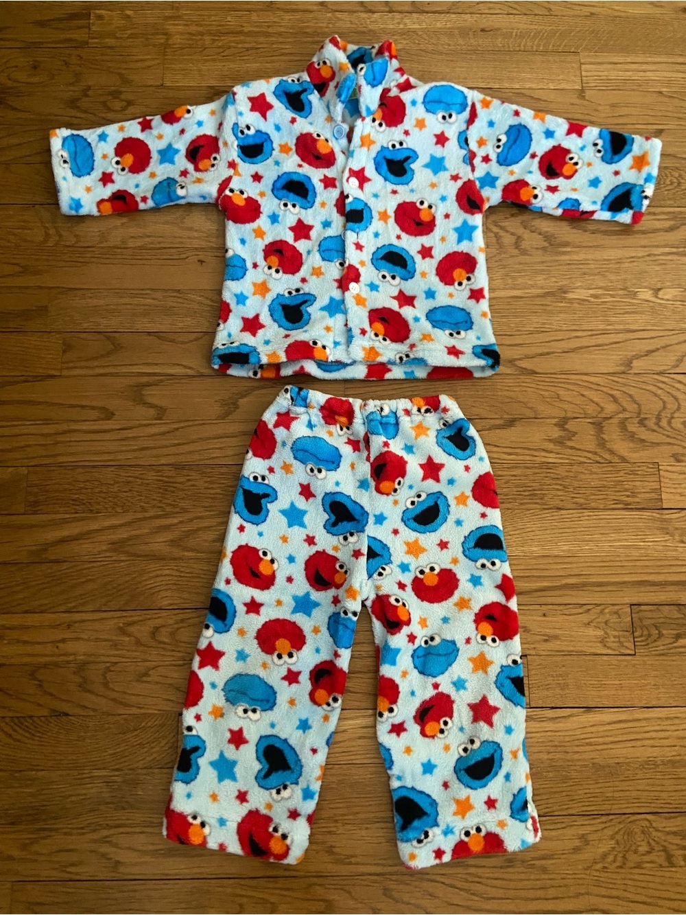 EUC Japanese Sesame Street Elmo + Cookie Monster Pajamas Set top + bottom 4 year